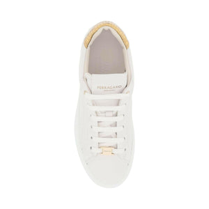 White and Metallic Gold Platform Sneakers FERRAGAMO JOHN JULIA.