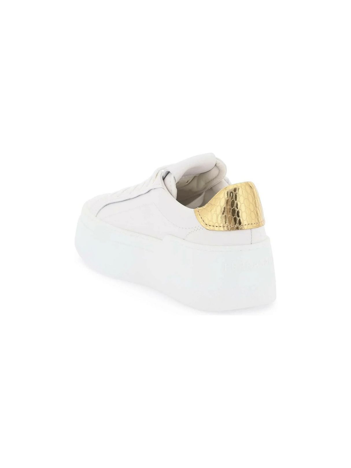 White and Metallic Gold Platform Sneakers FERRAGAMO JOHN JULIA.