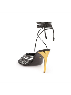 Atena Curved Heel Leather Sandals.