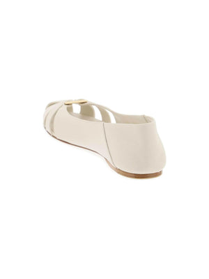 Aurelie Gancini Ornament Leather Ballet Flats.