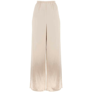 Beige Fluid Wide-Leg Satin Pants FERRAGAMO JOHN JULIA.