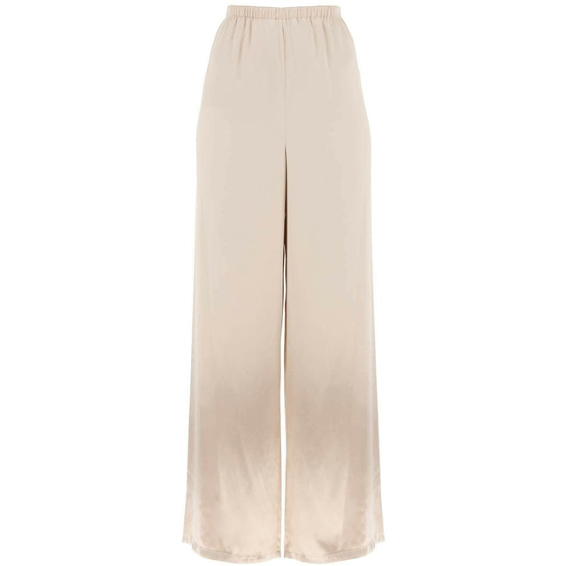 Beige Fluid Wide-Leg Satin Pants FERRAGAMO JOHN JULIA.