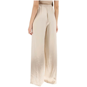 Beige Fluid Wide-Leg Satin Pants FERRAGAMO JOHN JULIA.