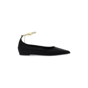 Black and Gold Dada Chain-Embellished Ballet Flats FERRAGAMO JOHN JULIA.