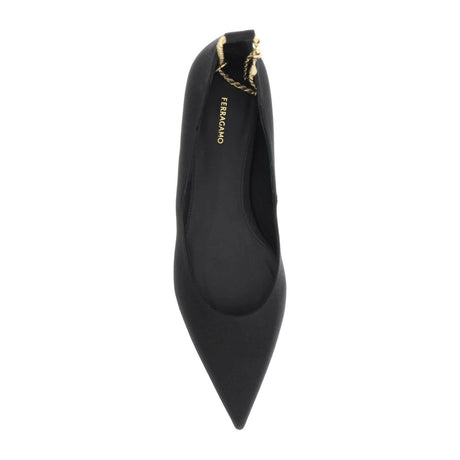 Black and Gold Dada Chain-Embellished Ballet Flats FERRAGAMO JOHN JULIA.