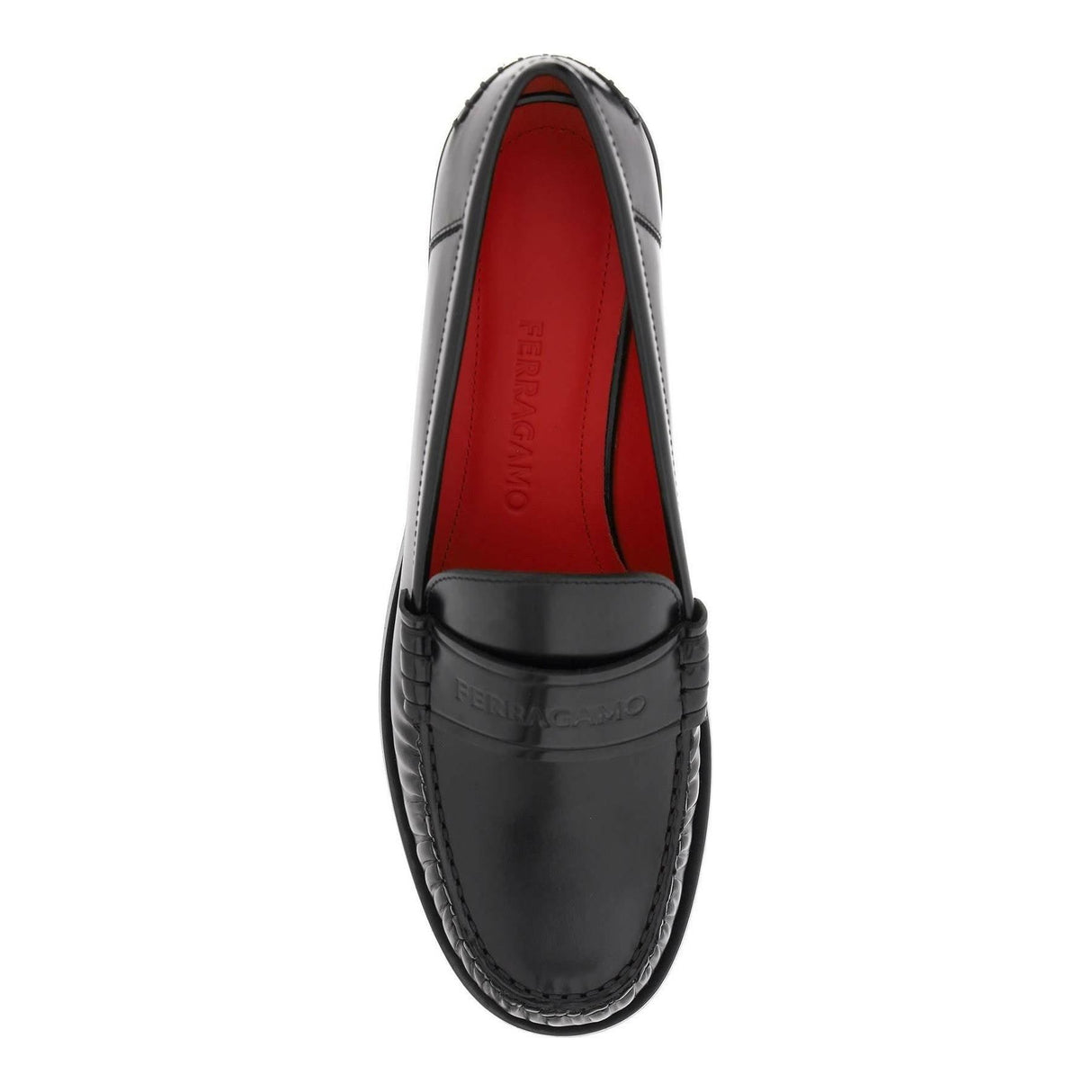 Black Embossed Leather Loafers FERRAGAMO JOHN JULIA.