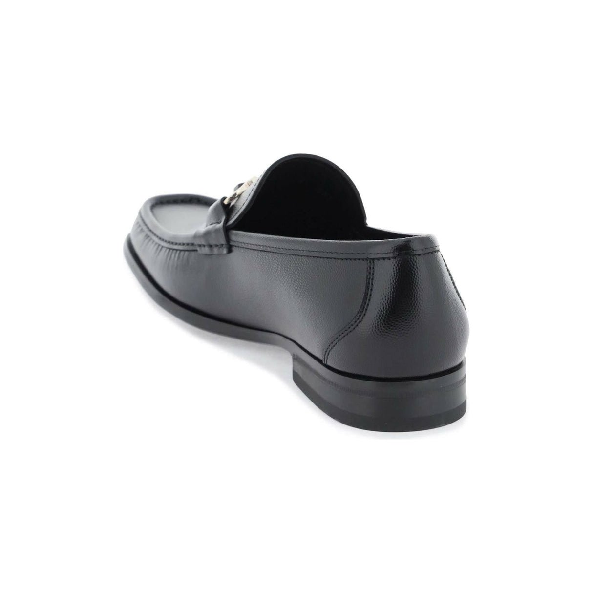 Black Gancini Grained Leather Loafer FERRAGAMO JOHN JULIA.