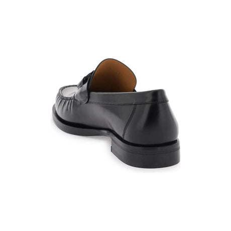 Black Gancini Leather Loafers FERRAGAMO JOHN JULIA.