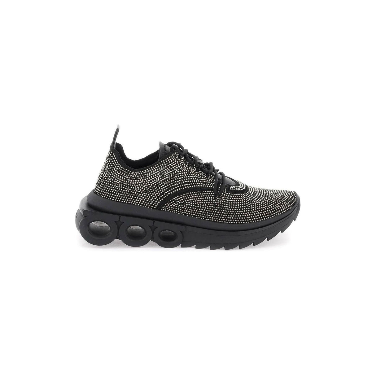 Black Nima Crystal Technical Knit Sneakers FERRAGAMO JOHN JULIA.