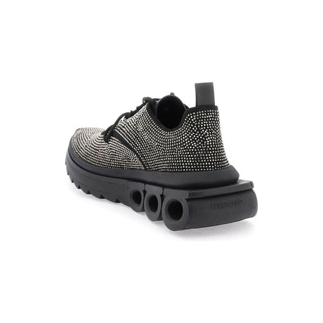 Black Nima Crystal Technical Knit Sneakers FERRAGAMO JOHN JULIA.