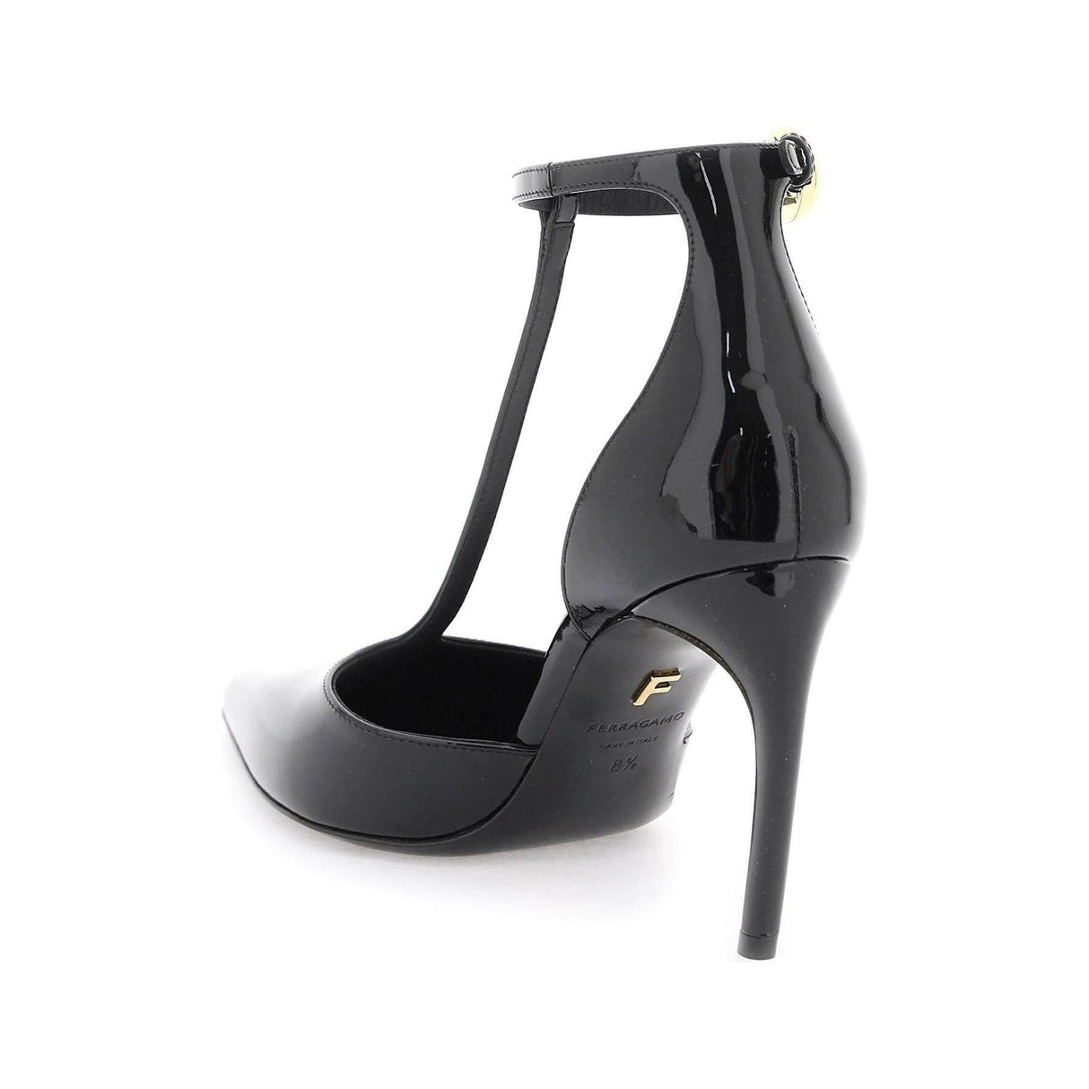 Black Odette Patent Leather T-Strap Pumps FERRAGAMO JOHN JULIA.