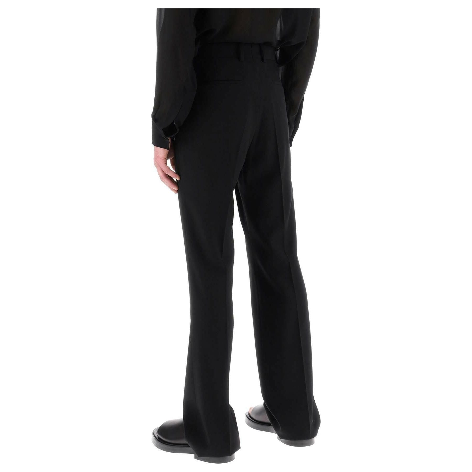 Black Panama Wool Straight-Leg Trousers FERRAGAMO JOHN JULIA.