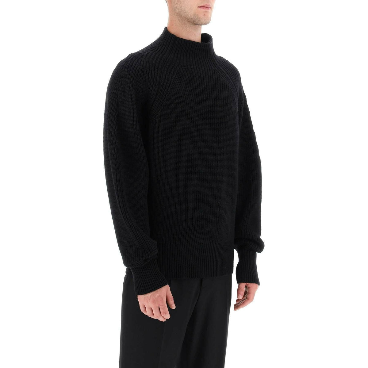 Black Ribbed Wool High Neck  Sweater FERRAGAMO JOHN JULIA.