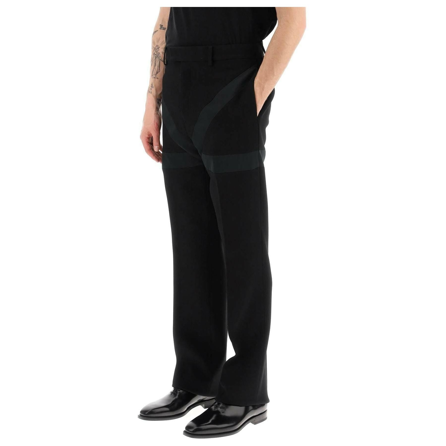 Black Wool with Satin Inlay Trousers FERRAGAMO JOHN JULIA.
