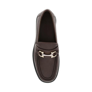 Brown Florian Gancini Chunky Sole Leather Loafers FERRAGAMO JOHN JULIA.