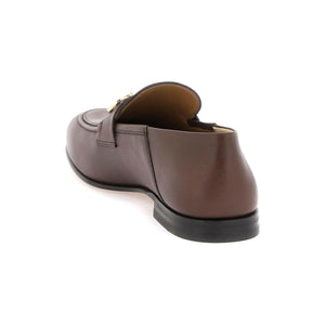 Chocolate Brown Gancini Leather Loafers FERRAGAMO JOHN JULIA.