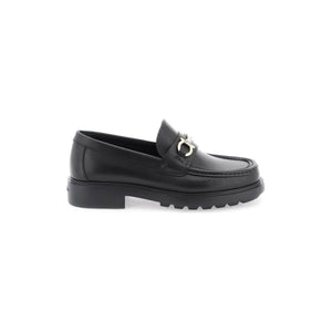 Black Chunky Gancini Leather Loafers FERRAGAMO JOHN JULIA.