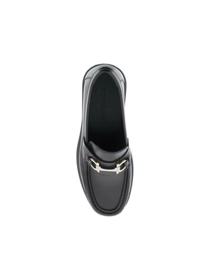 Black Chunky Gancini Leather Loafers FERRAGAMO JOHN JULIA.