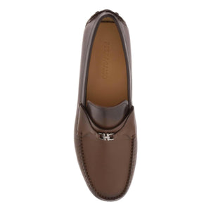 Cocoa Brown Gancini Leather Loafers FERRAGAMO JOHN JULIA.