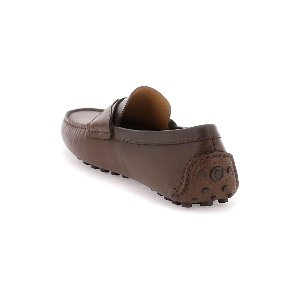 Cocoa Brown Gancini Leather Loafers FERRAGAMO JOHN JULIA.