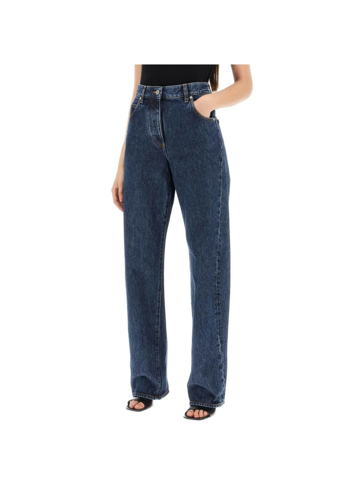 Curved Seam High-Waisted Jeans.