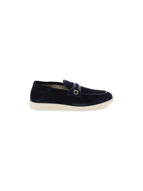 FERRAGAMO-Deconstructed Dame Suede Loafers-JOHN JULIA