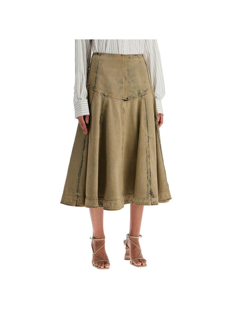 FERRAGAMO-Denim Flared Skirt-JOHN JULIA