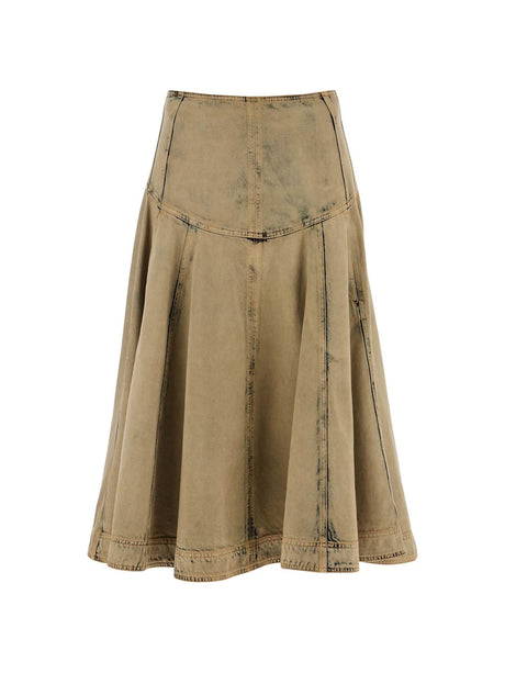 FERRAGAMO-Denim Flared Skirt-JOHN JULIA