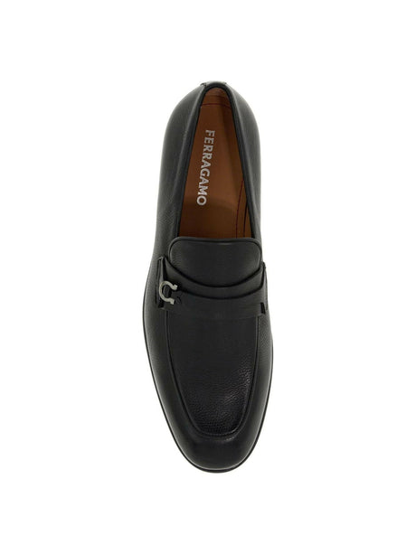 Desio Gancini Leather Loafers.