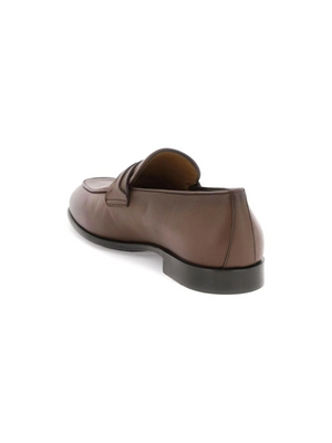 Cocoa Brown Desio Gancini Leather Loafers FERRAGAMO JOHN JULIA.