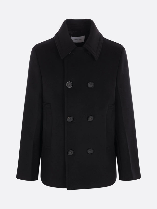 Double-Breasted Wool And Cashmere Peacoat-FERRAGAMO-JOHN JULIA