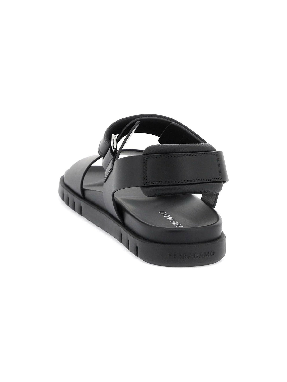 Black Double Strap Sports-Inspired Sandals FERRAGAMO JOHN JULIA.