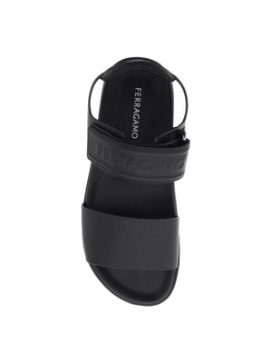 Black Double Strap Sports-Inspired Sandals FERRAGAMO JOHN JULIA.