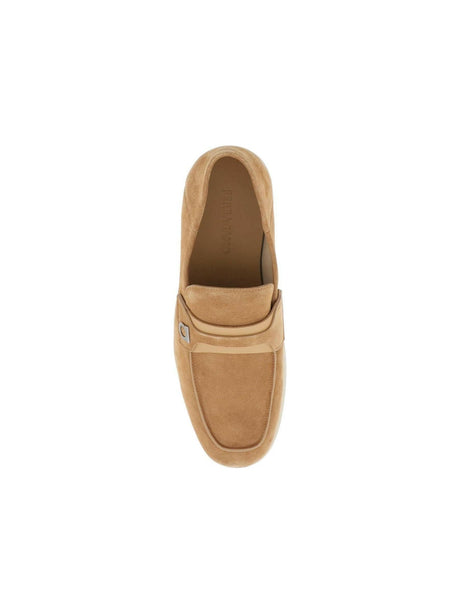 Light Camel Drame Gancini Suede Slip-On Loafers FERRAGAMO JOHN JULIA.