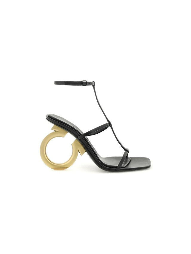 Black 'Elina' Leather Sandals FERRAGAMO JOHN JULIA.