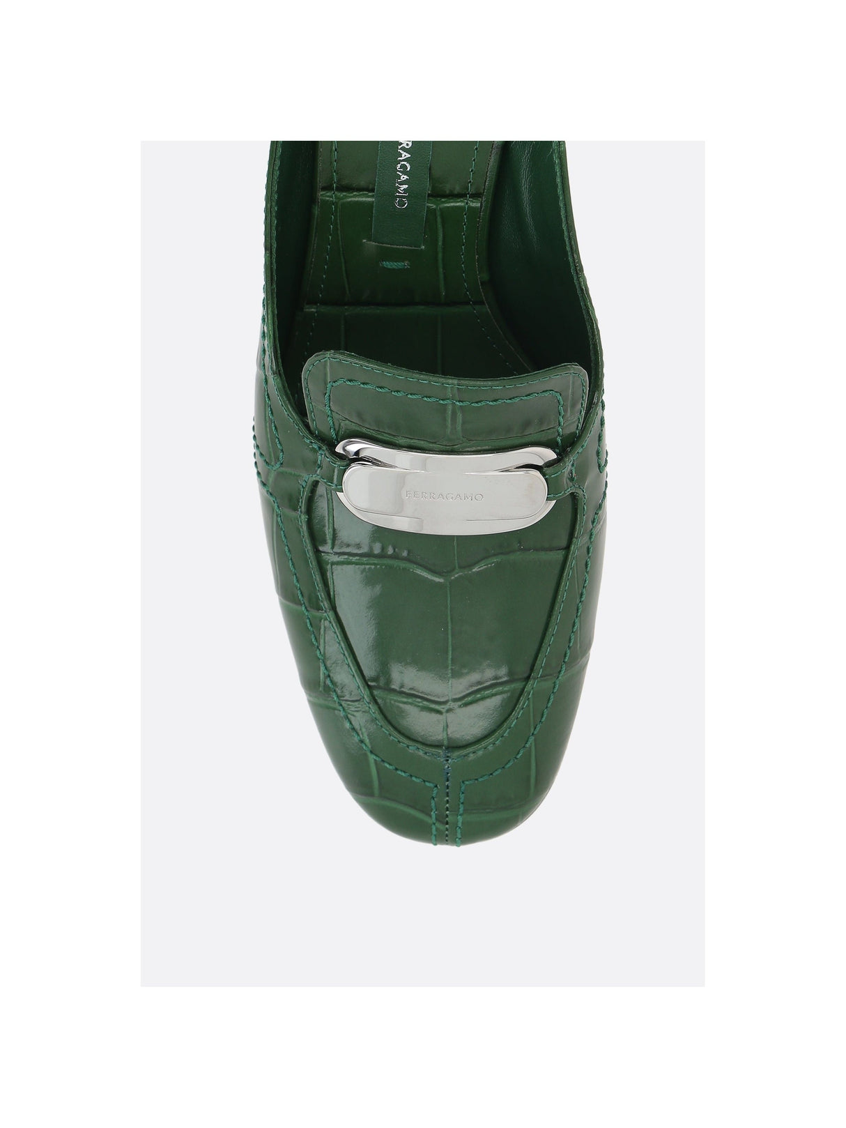 Elodye Crocodile Embossed Leather Mules-FERRAGAMO-JOHN JULIA