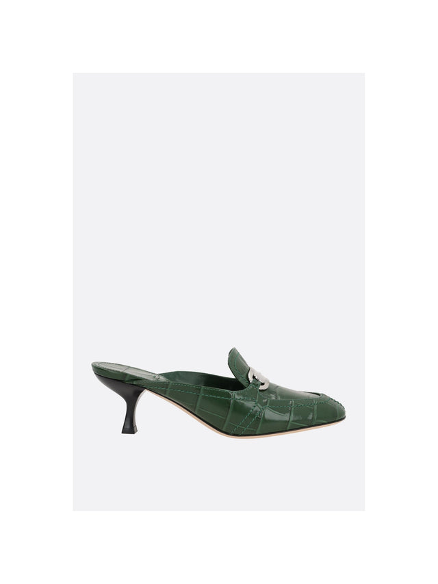 Elodye Crocodile Embossed Leather Mules-FERRAGAMO-JOHN JULIA