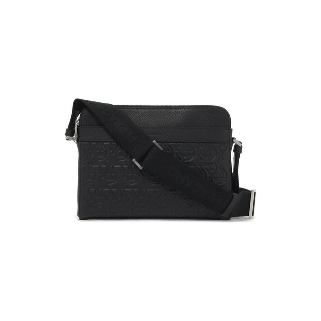 Embossed Gancini Leather Crossbody Bag.