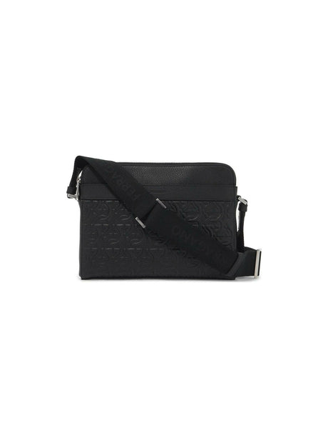 Embossed Gancini Leather Crossbody Bag.