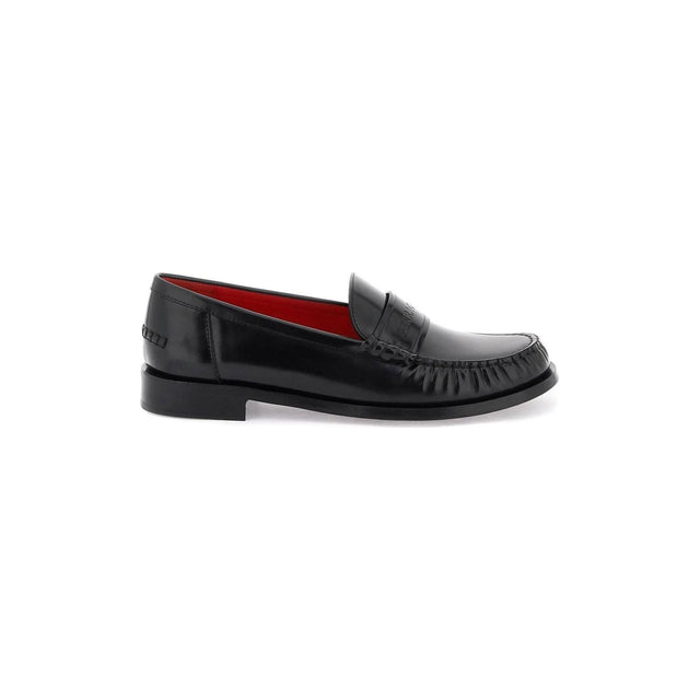 Black Embossed Leather Loafers FERRAGAMO JOHN JULIA.