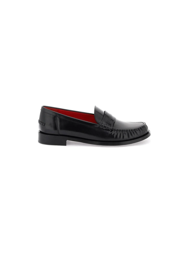 Black Embossed Leather Loafers FERRAGAMO JOHN JULIA.