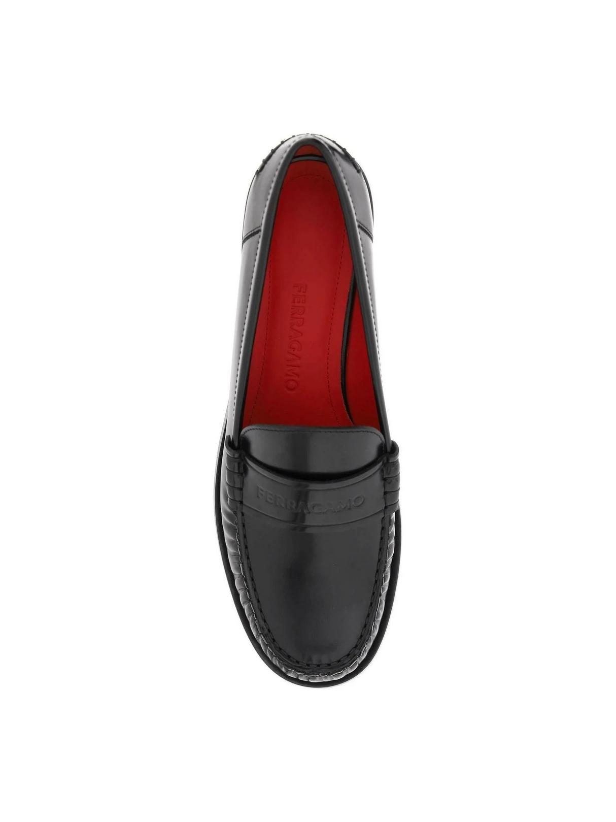 Black Embossed Leather Loafers FERRAGAMO JOHN JULIA.