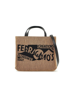 F Signature Small Raffia Tote Bag.