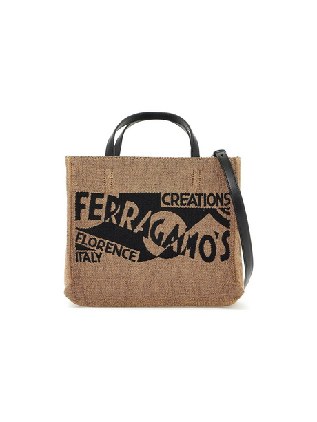 F Signature Small Raffia Tote Bag.