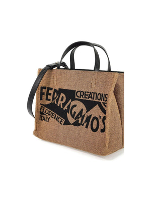 F Signature Small Raffia Tote Bag.