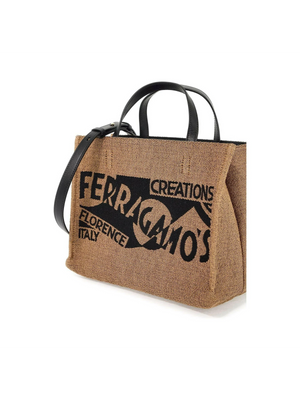 F Signature Small Raffia Tote Bag.