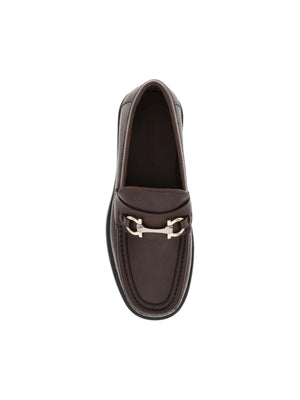 Brown Florian Gancini Chunky Sole Leather Loafers FERRAGAMO JOHN JULIA.