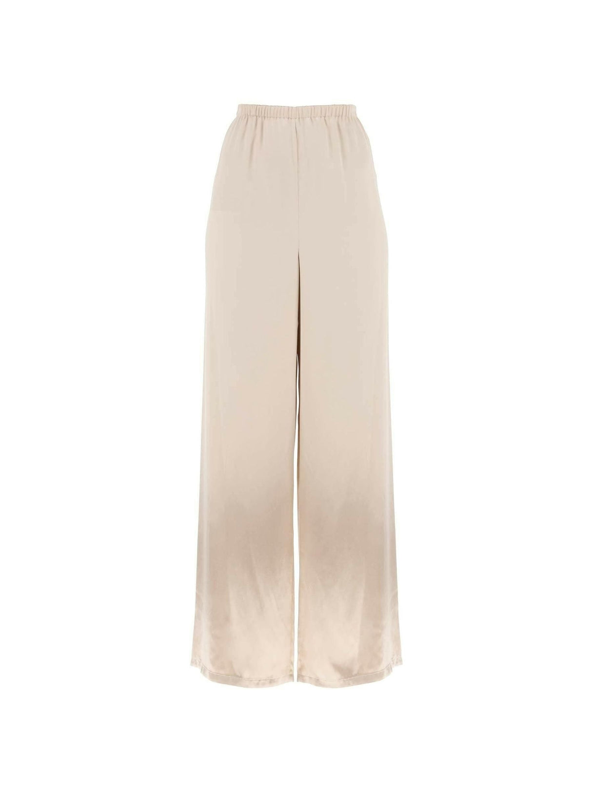 Beige Fluid Wide-Leg Satin Pants FERRAGAMO JOHN JULIA.