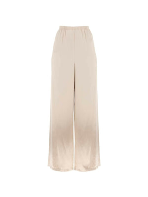 Beige Fluid Wide-Leg Satin Pants FERRAGAMO JOHN JULIA.