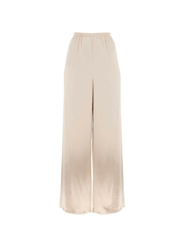 Beige Fluid Wide-Leg Satin Pants FERRAGAMO JOHN JULIA.